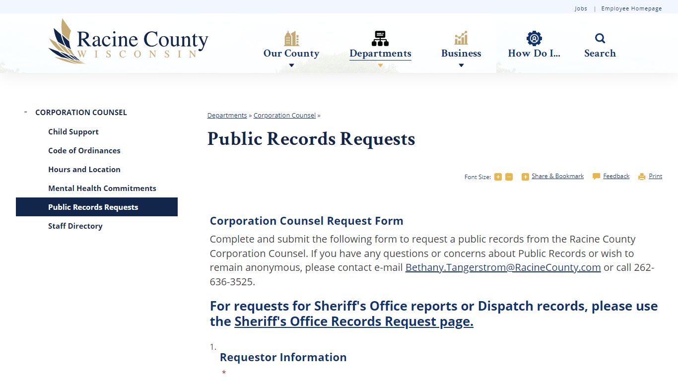 Public Records Requests | Racine County, WI