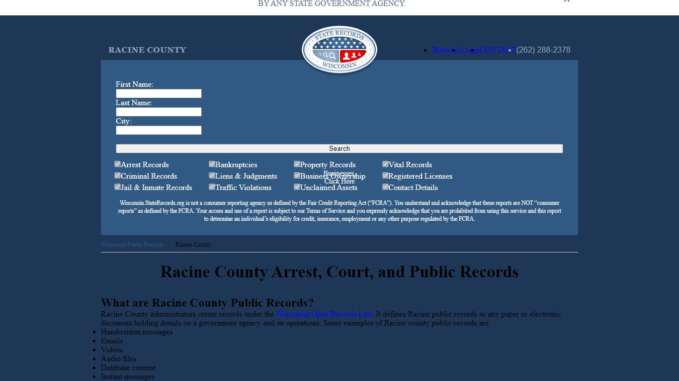 Racine County Arrest, Court, and Public Records