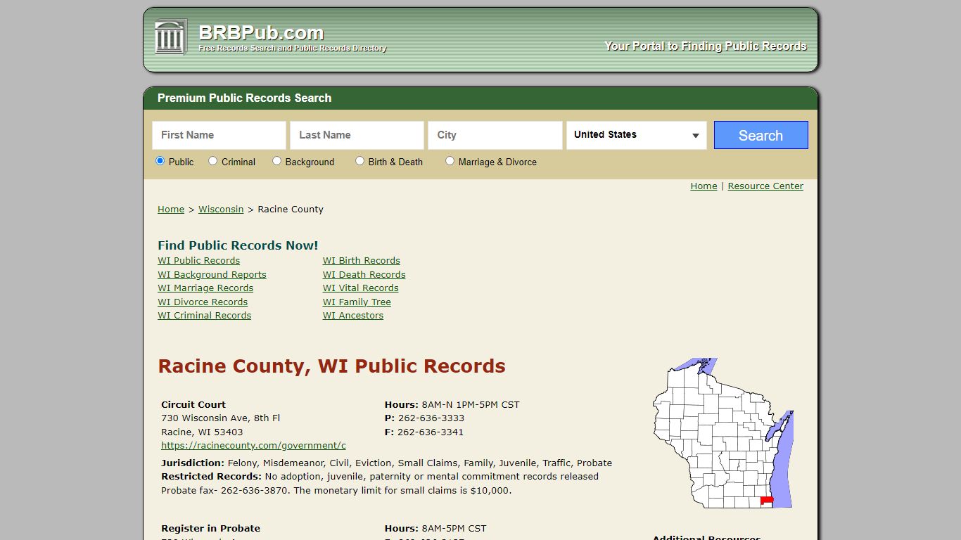 Racine County Public Records | Search Wisconsin Government Databases