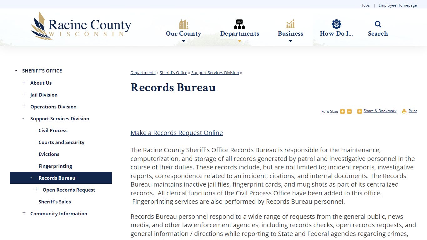 Records Bureau | Racine County, WI